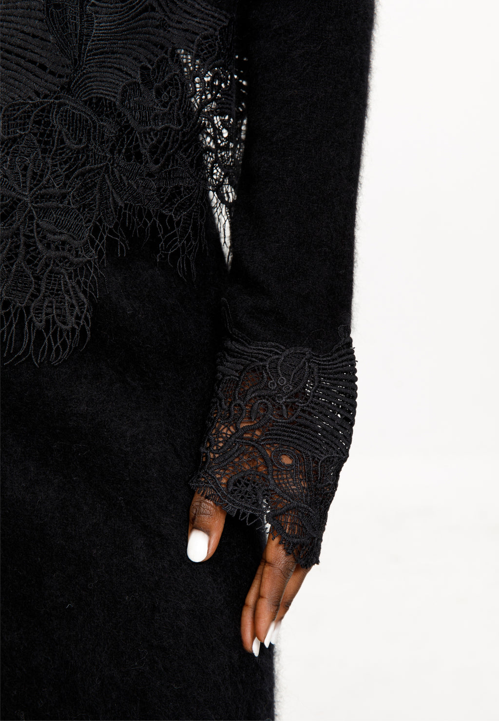 Lace Trim Knit Cardigan & Skirt Set