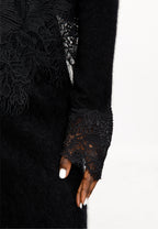 Lace Trim Knit Cardigan & Skirt Set