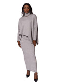 Grey Knit Turtleneck Sweater & Midi Skirt Set