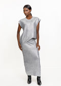 Silver Sequin Knit Top & Maxi Skirt Set
