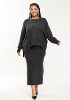 Taupe Shimmer Knit Skirt Set