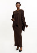 Taupe Shimmer Knit Skirt Set