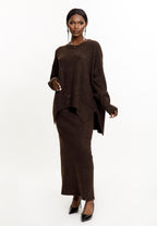 Taupe Shimmer Knit Skirt Set