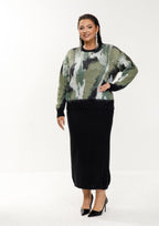 Knit Skirt Set with Abstract Sweater