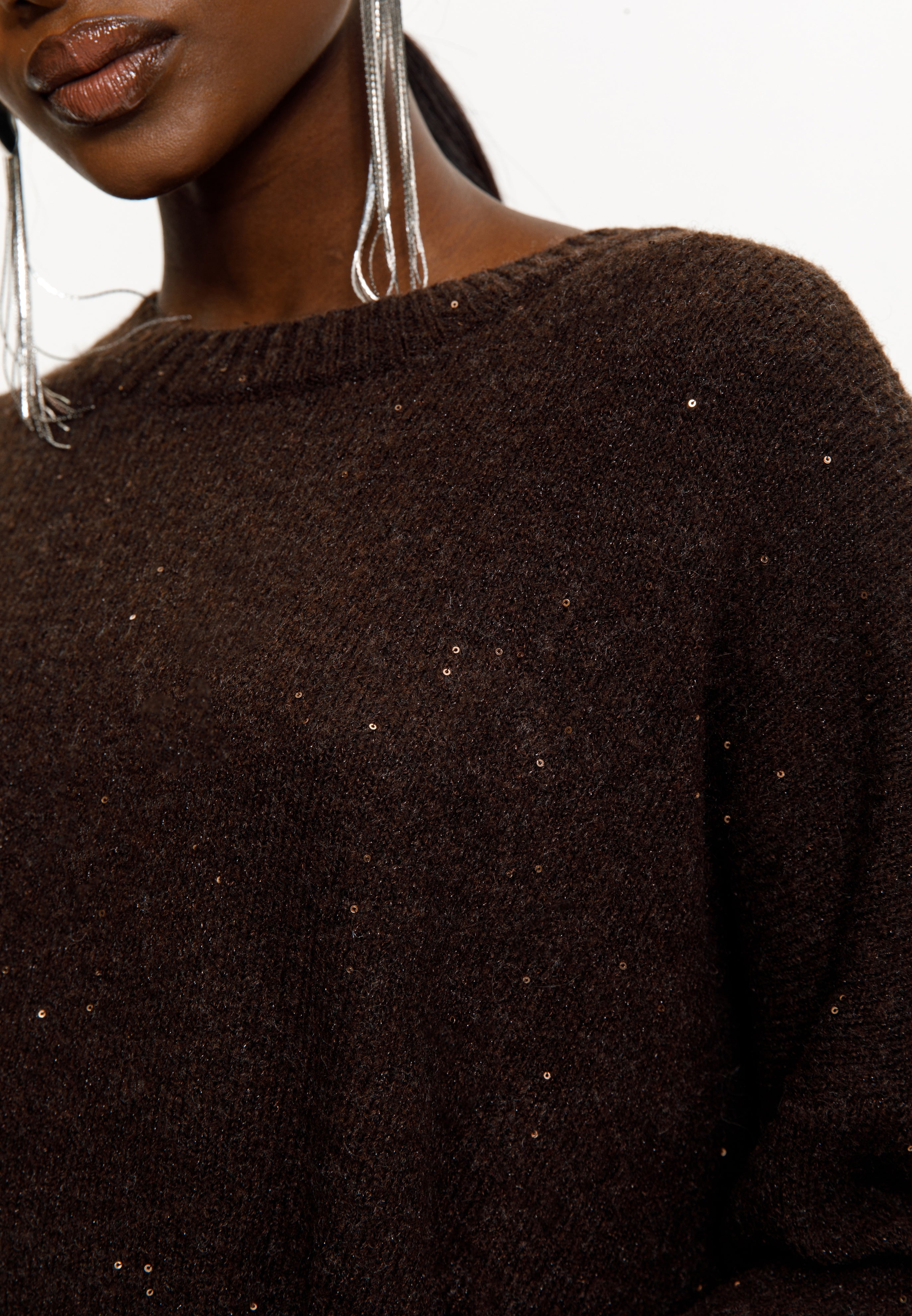 Taupe Shimmer Knit Skirt Set