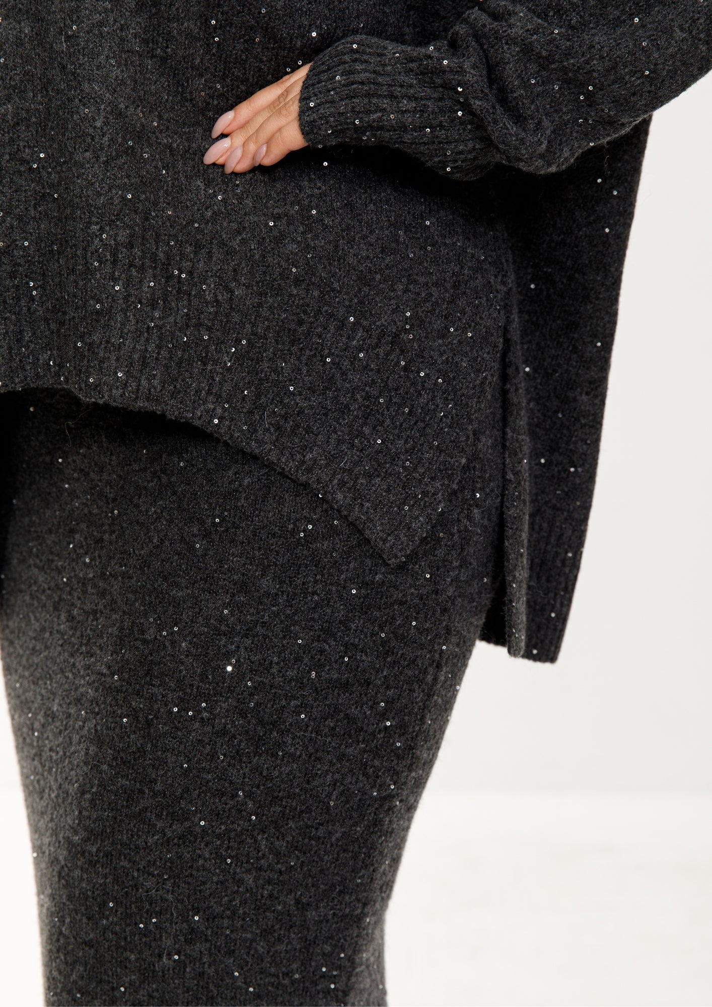 Taupe Shimmer Knit Skirt Set