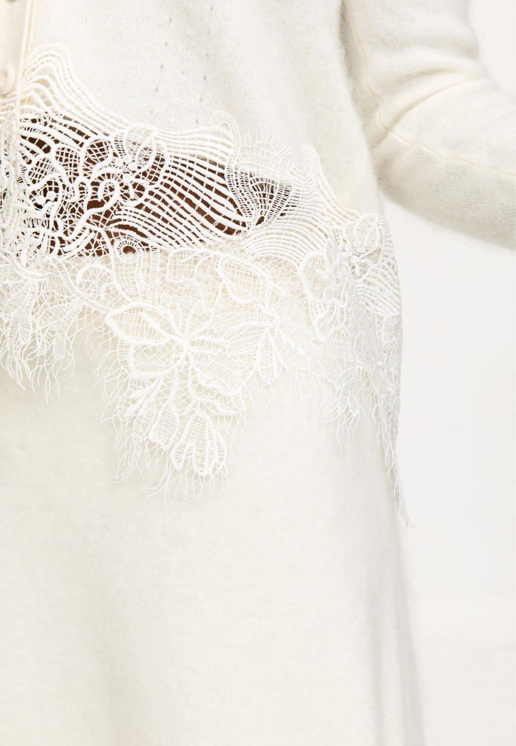 Lace Trim Knit Cardigan & Skirt Set
