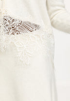 Lace Trim Knit Cardigan & Skirt Set