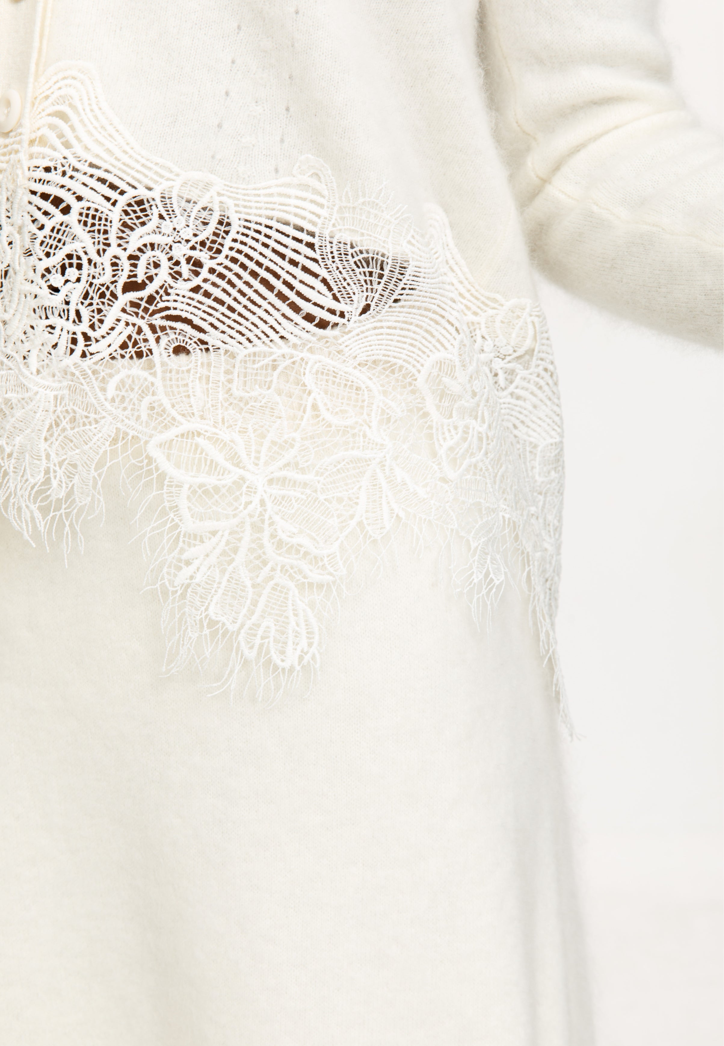 Lace Trim Knit Cardigan & Skirt Set