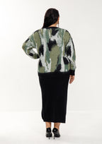 Knit Skirt Set with Abstract Sweater