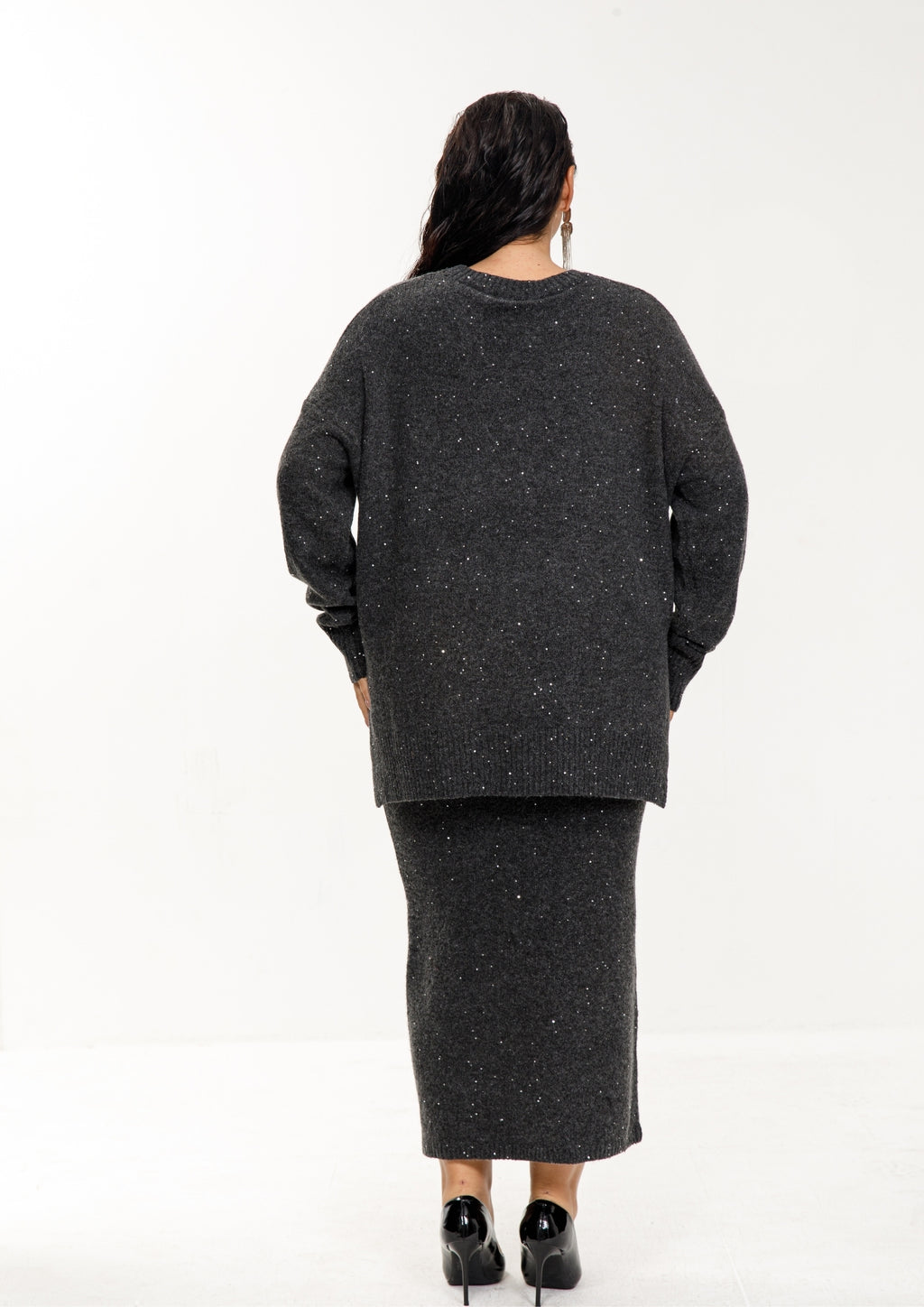 Taupe Shimmer Knit Skirt Set