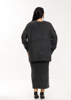 Taupe Shimmer Knit Skirt Set