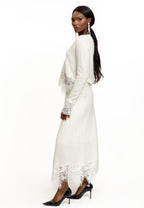 Lace Trim Knit Cardigan & Skirt Set