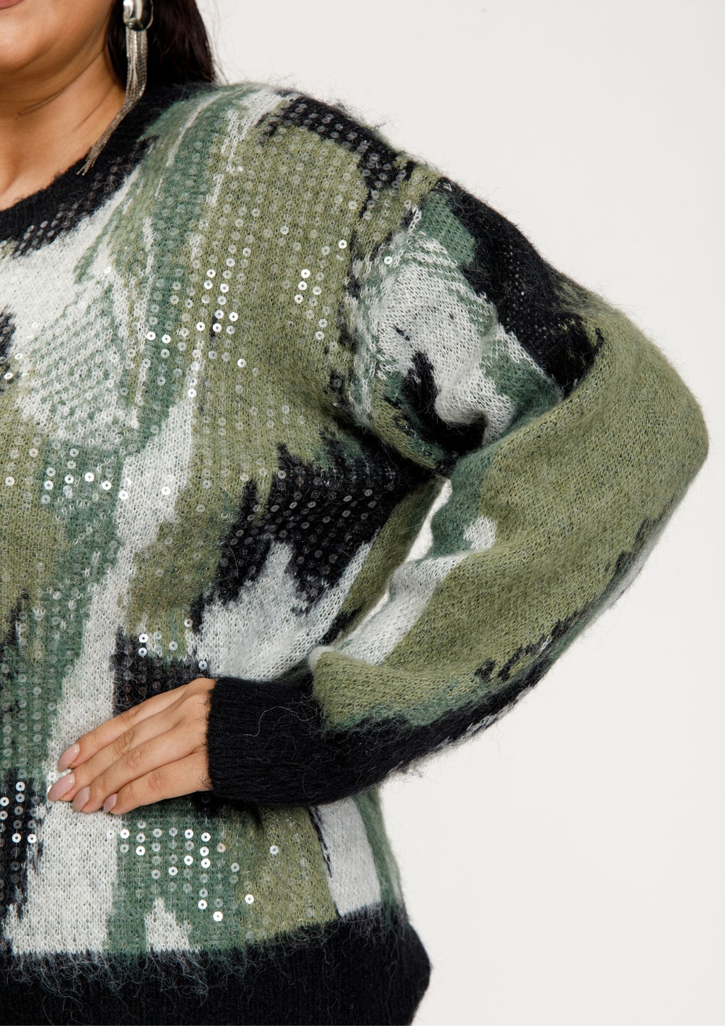 Knit Skirt Set with Abstract Sweater