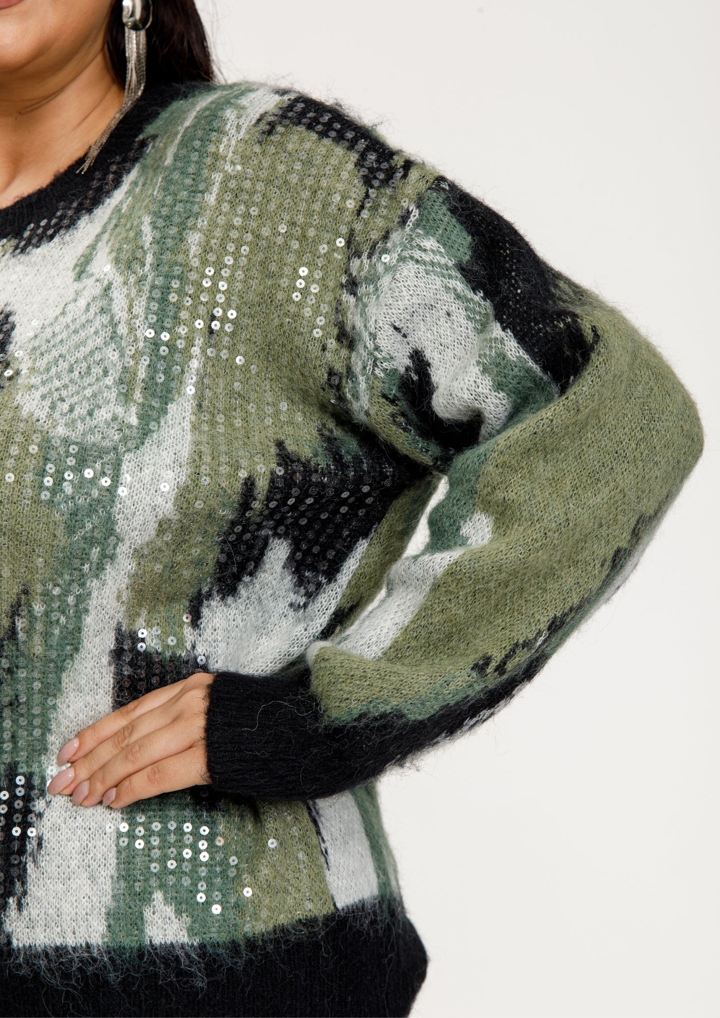 Knit Skirt Set with Abstract Sweater