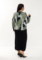 Knit Skirt Set with Abstract Sweater