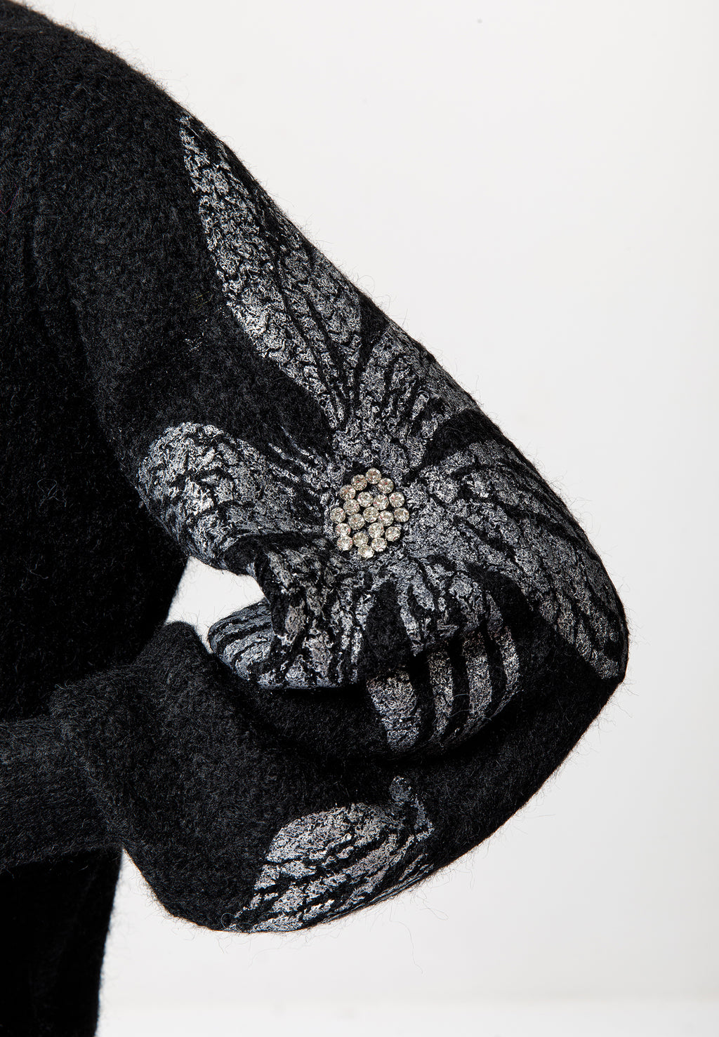 Black Knit Skirt Set with Floral Embellished Sweater