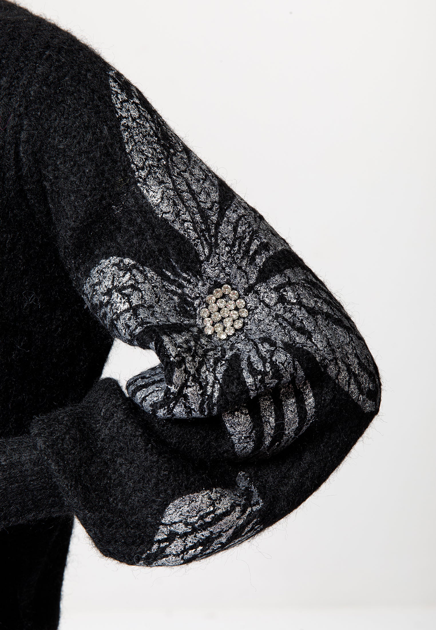 Black Knit Skirt Set with Floral Embellished Sweater