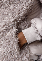 Grey Faux Fur Puffer Jacket with Hood