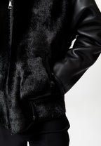 Black Faux Leather & Faux Fur Hooded Jacket