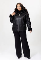 Faux Suede & Faux Fur Hooded Jacket