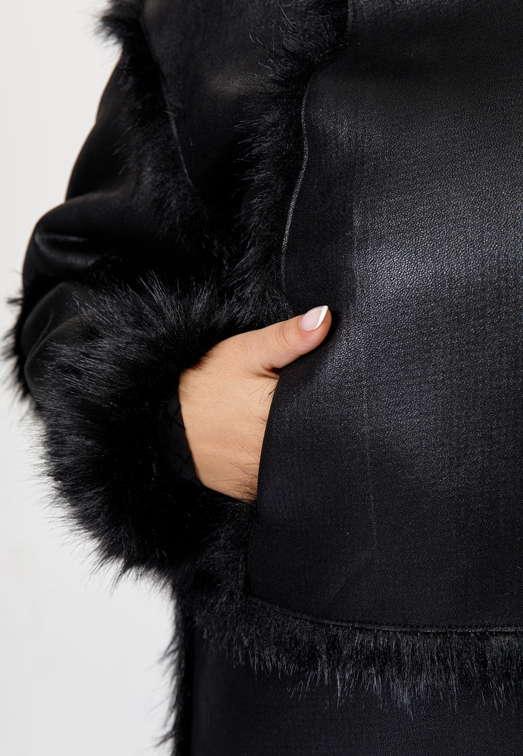 Faux Suede & Faux Fur Hooded Jacket