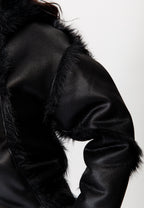 Faux Suede & Faux Fur Hooded Jacket