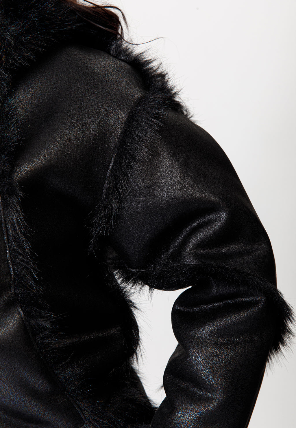 Faux Suede & Faux Fur Hooded Jacket