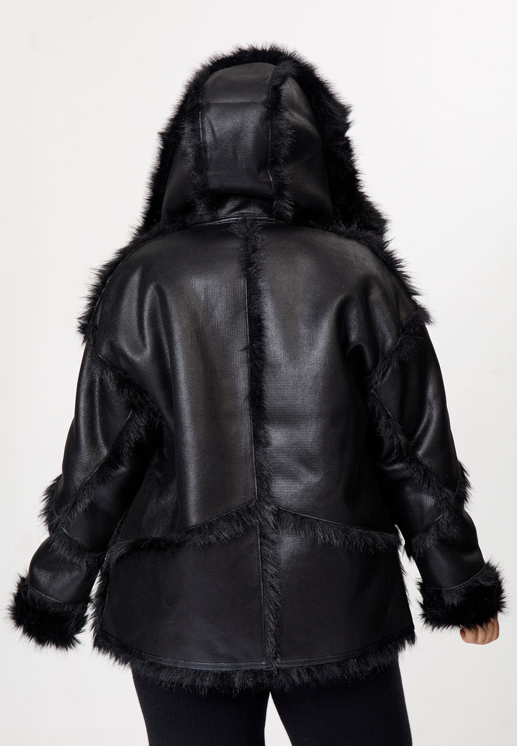 Faux Suede & Faux Fur Hooded Jacket