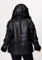 Faux Suede & Faux Fur Hooded Jacket