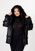 Faux Suede & Faux Fur Hooded Jacket
