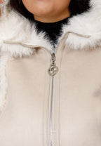 Faux Suede & Faux Fur Hooded Jacket