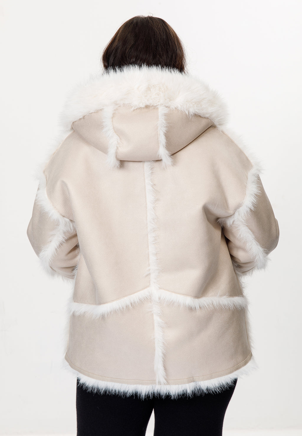 Faux Suede & Faux Fur Hooded Jacket