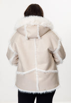 Faux Suede & Faux Fur Hooded Jacket