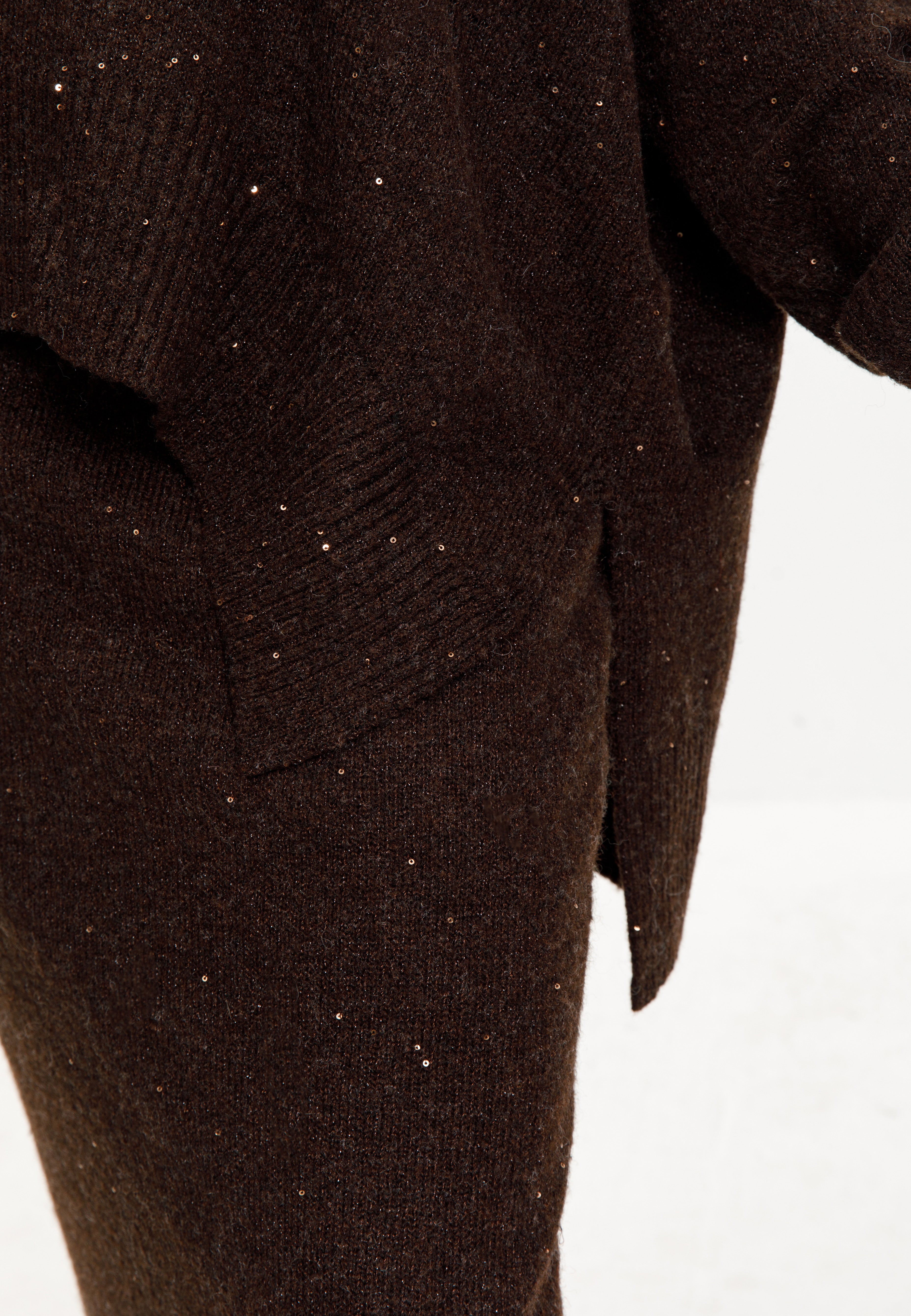Taupe Shimmer Knit Skirt Set