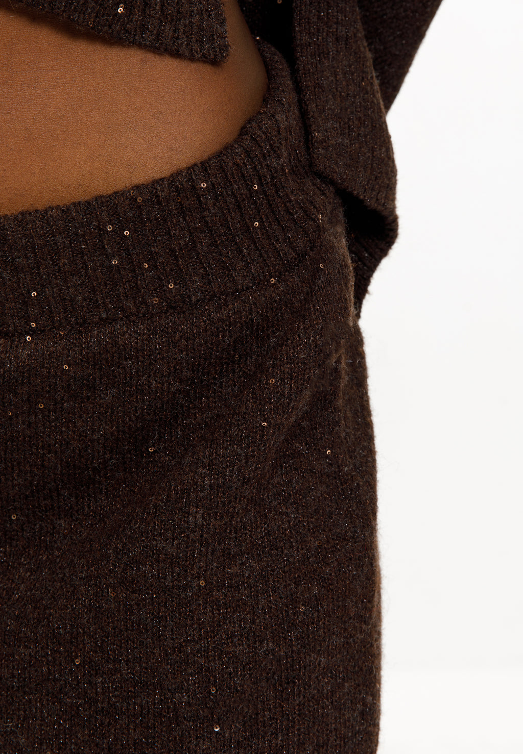 Taupe Shimmer Knit Skirt Set