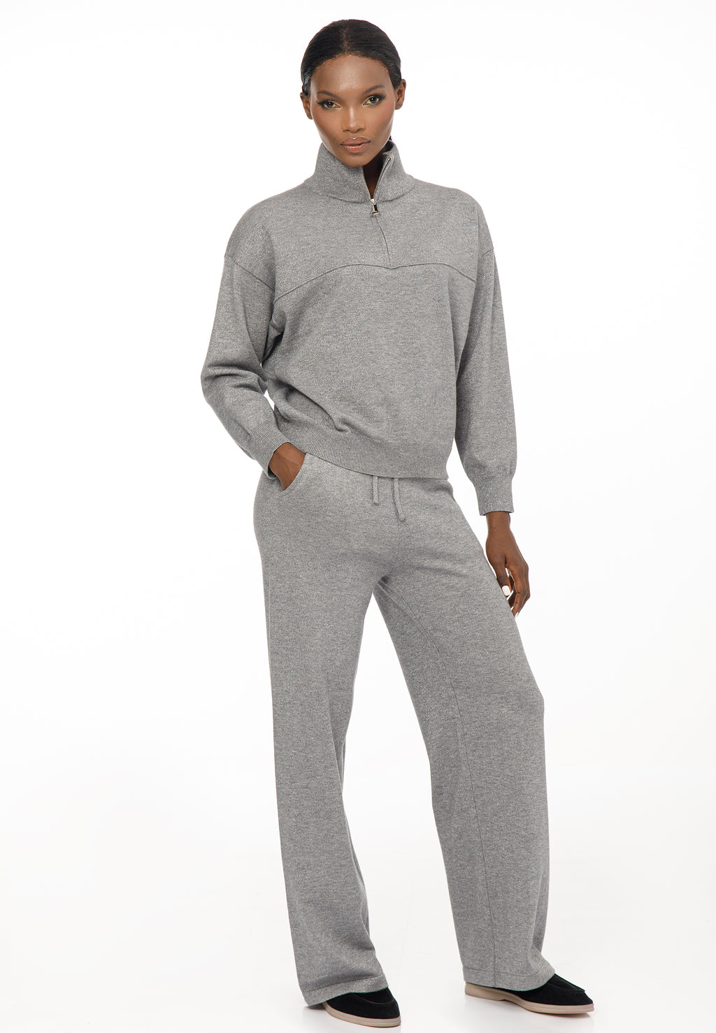 Women’s Knit Set with Zip Collar