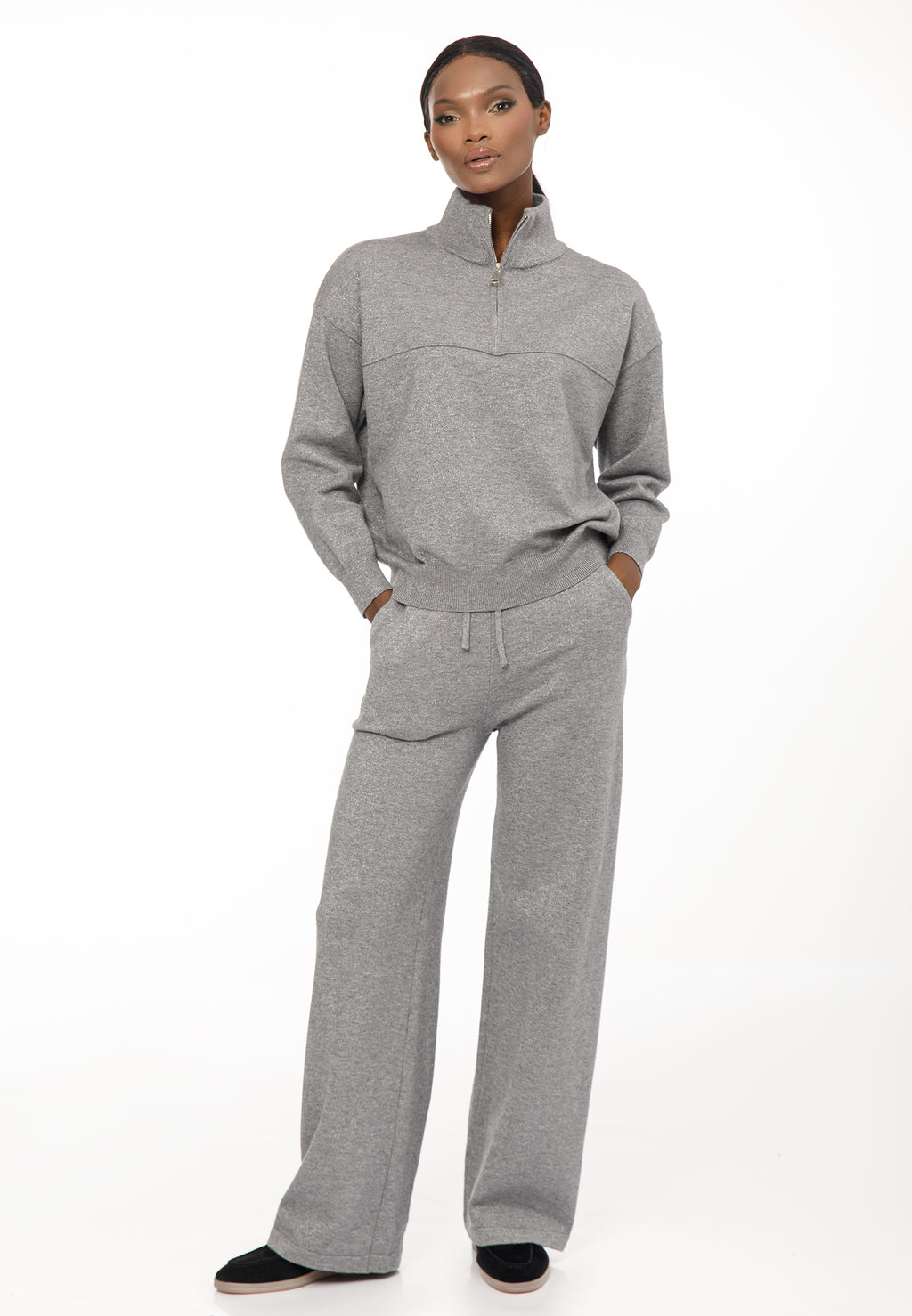 Women’s Knit Set with Zip Collar