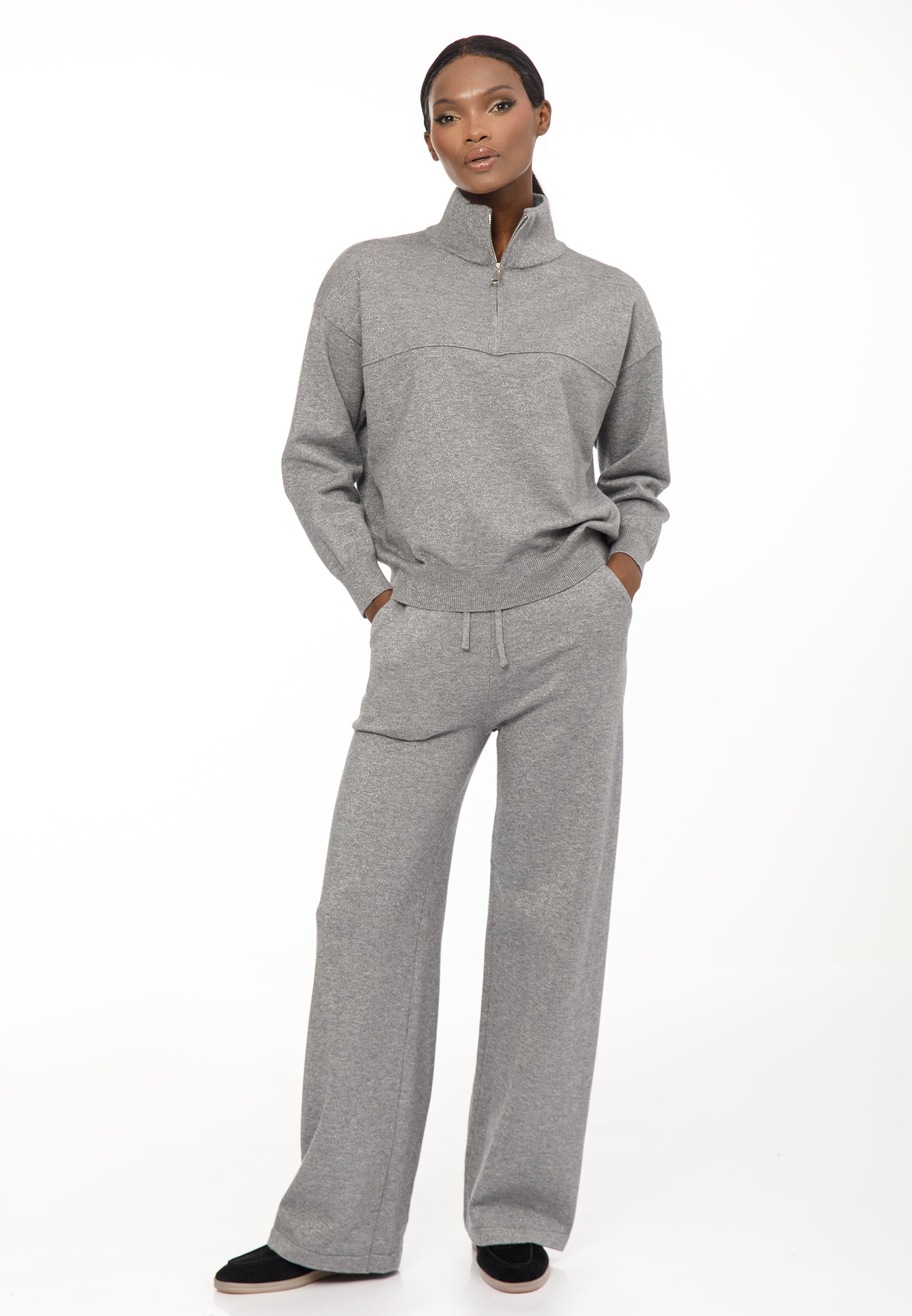 Women’s Knit Set with Zip Collar
