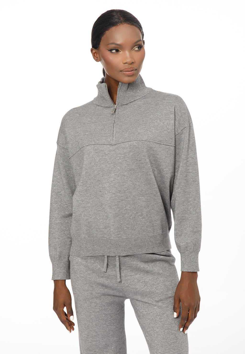 Women’s Knit Set with Zip Collar