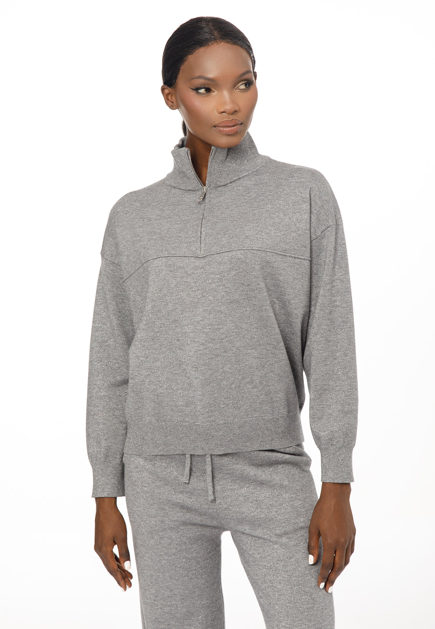 Women’s Knit Set with Zip Collar