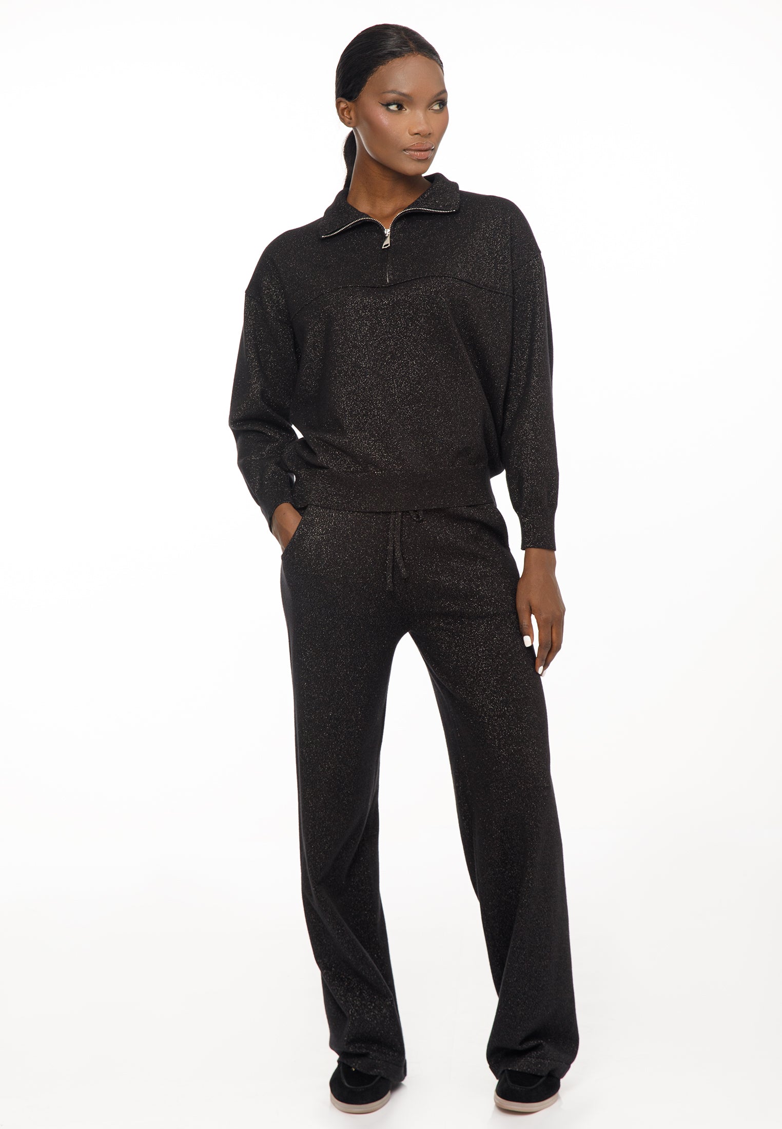 Women’s Knit Set with Zip Collar