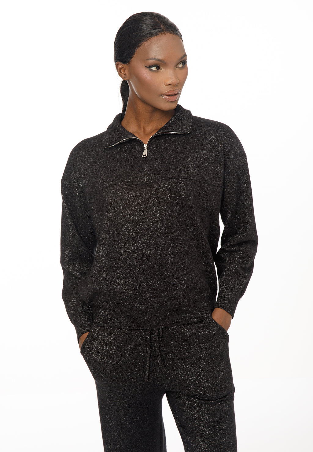 Women’s Knit Set with Zip Collar
