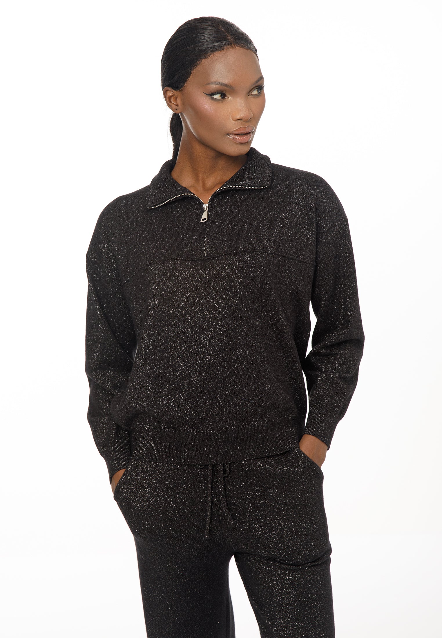 Women’s Knit Set with Zip Collar