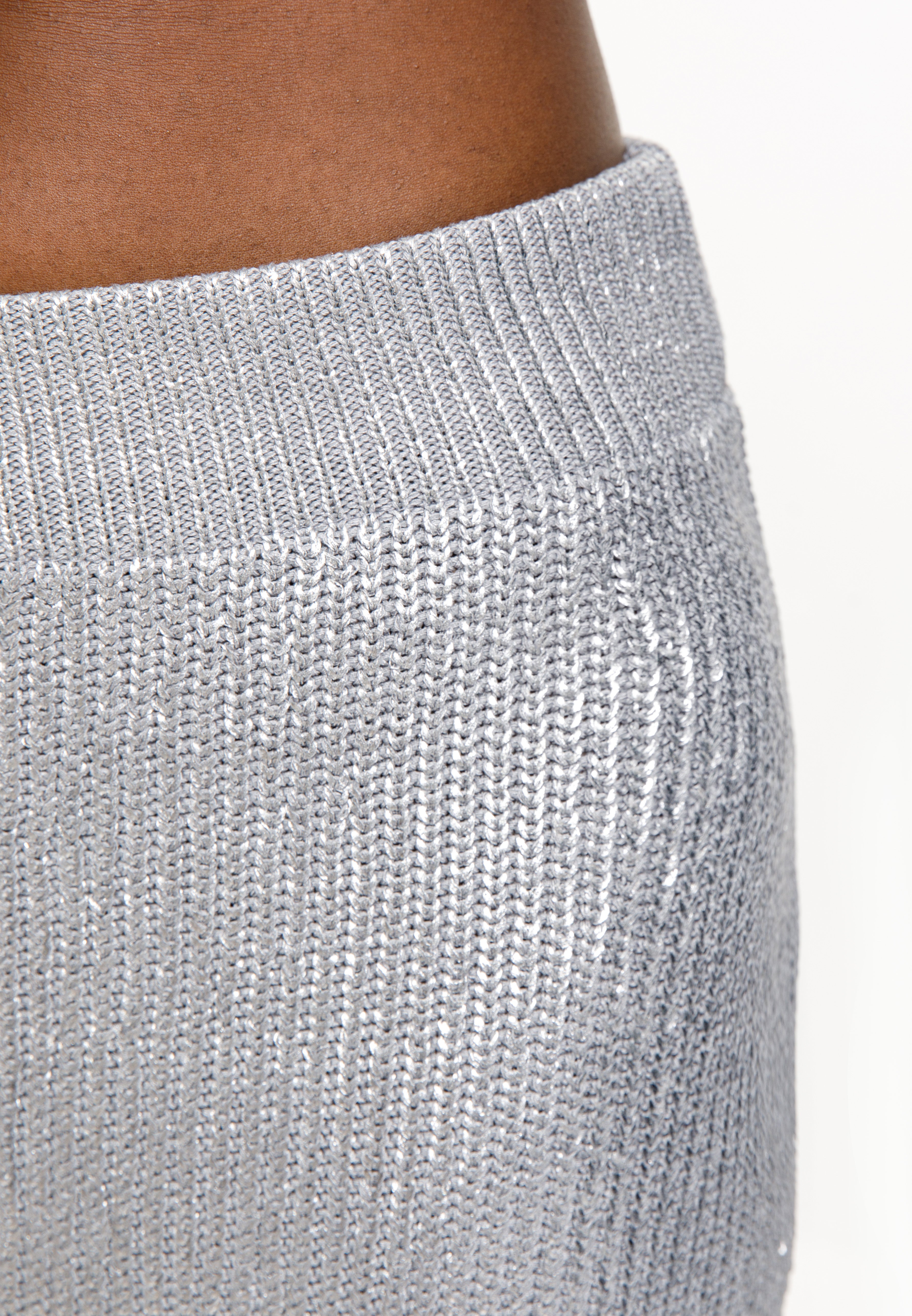 Silver Sequin Knit Top & Maxi Skirt Set