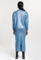 Sequin Knit Cardigan & Midi Skirt Set